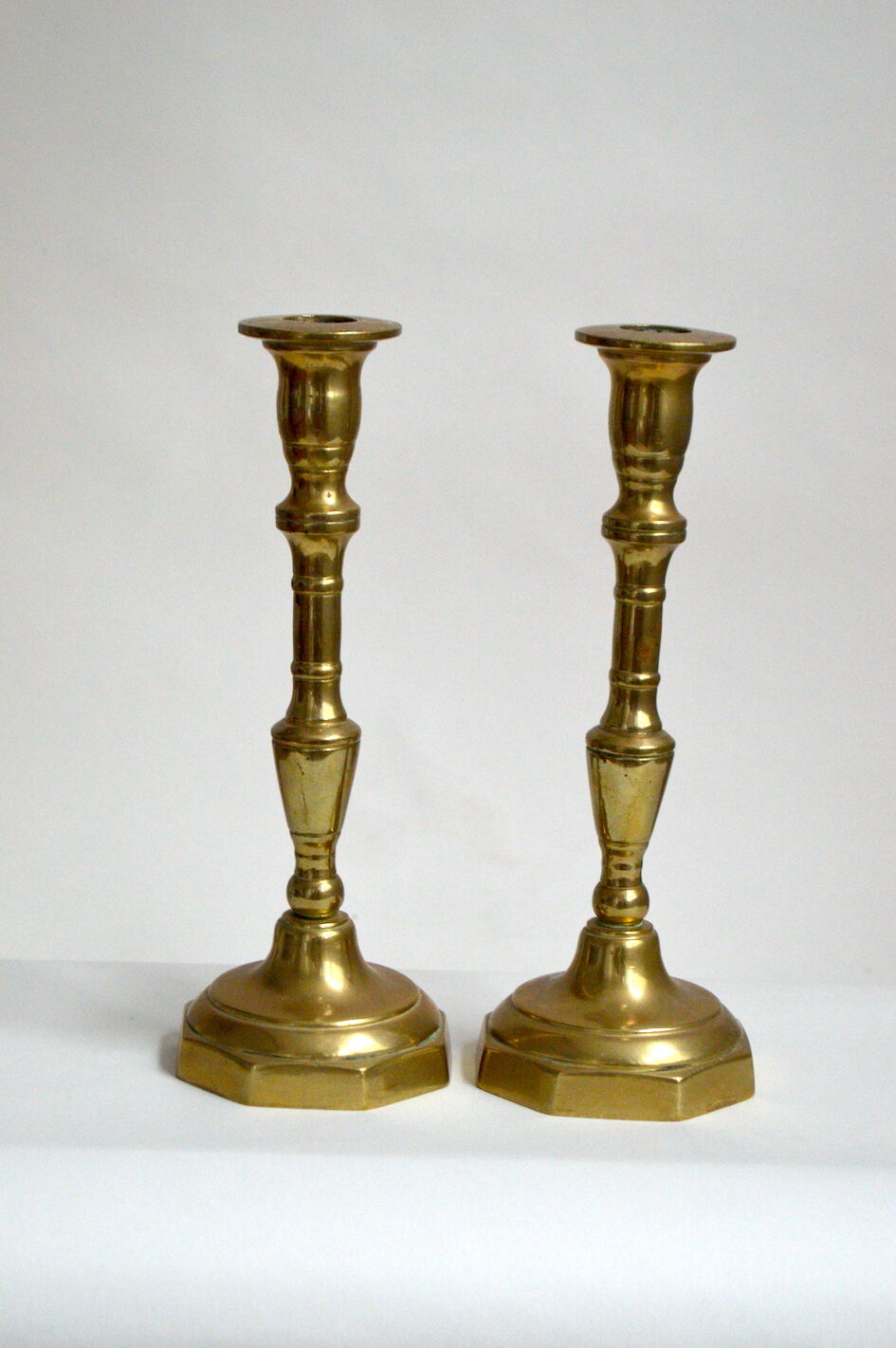 Pair of solid brass candlesticks