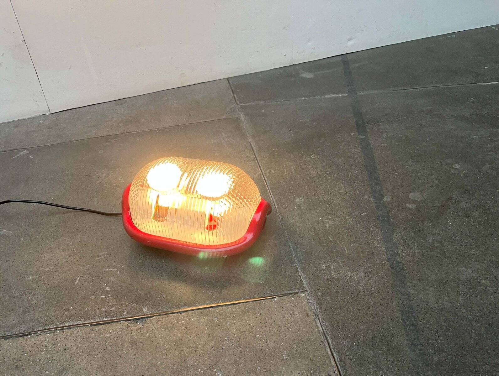 Red Walnut Floor Lamp Model by Achille Castiglioni for Flos, 1970s Mid-Century Modern Italy