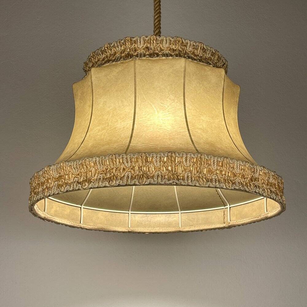 Vintage leather pendant lamp, 1950s.