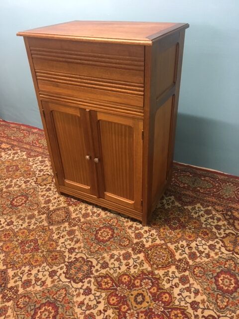 Vintage wooden vinyl turntable cabinet, 1930s style