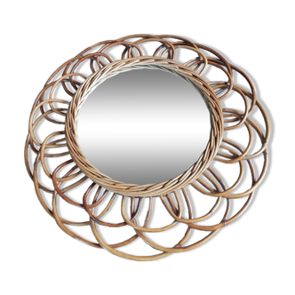 Miroir rotin forme fleur