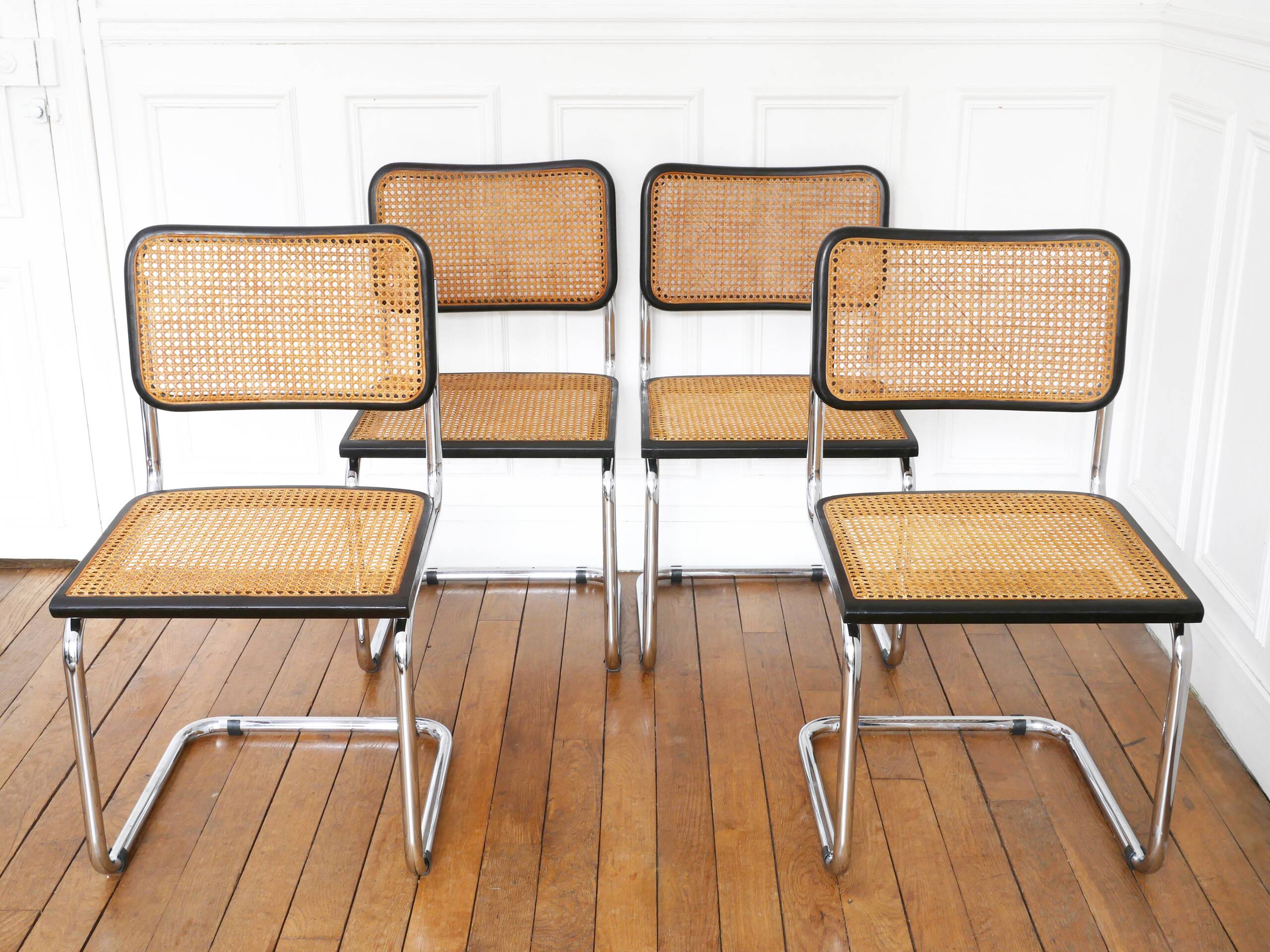 4 Cesca B32 Breuer chairs made in Italy - re-caned seats.