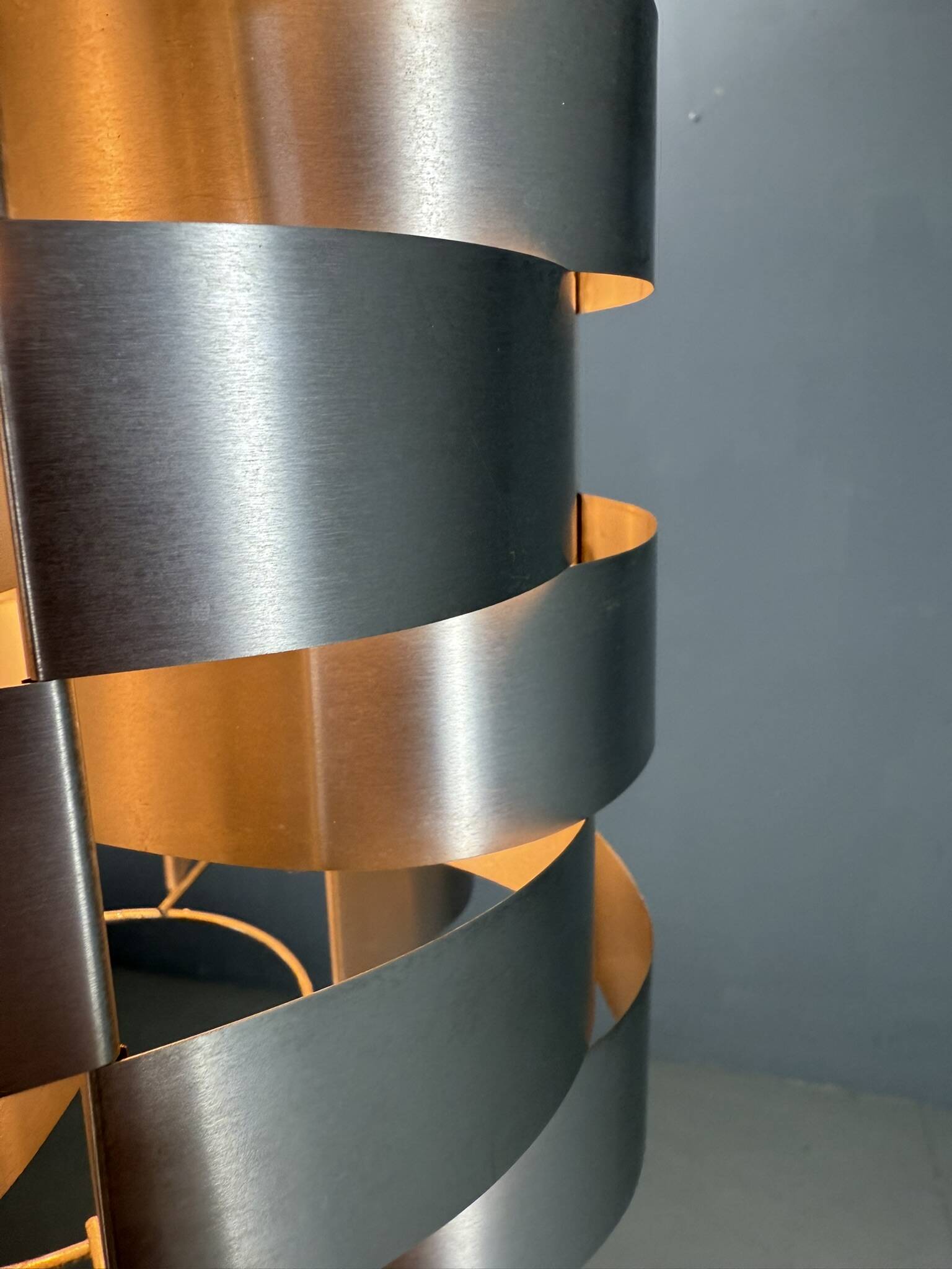 Max Sauze aluminum pendant lamp, mid-century modern, France, 1970s