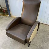 Vintage 50 faux leather reclining lounge chair with footrest
