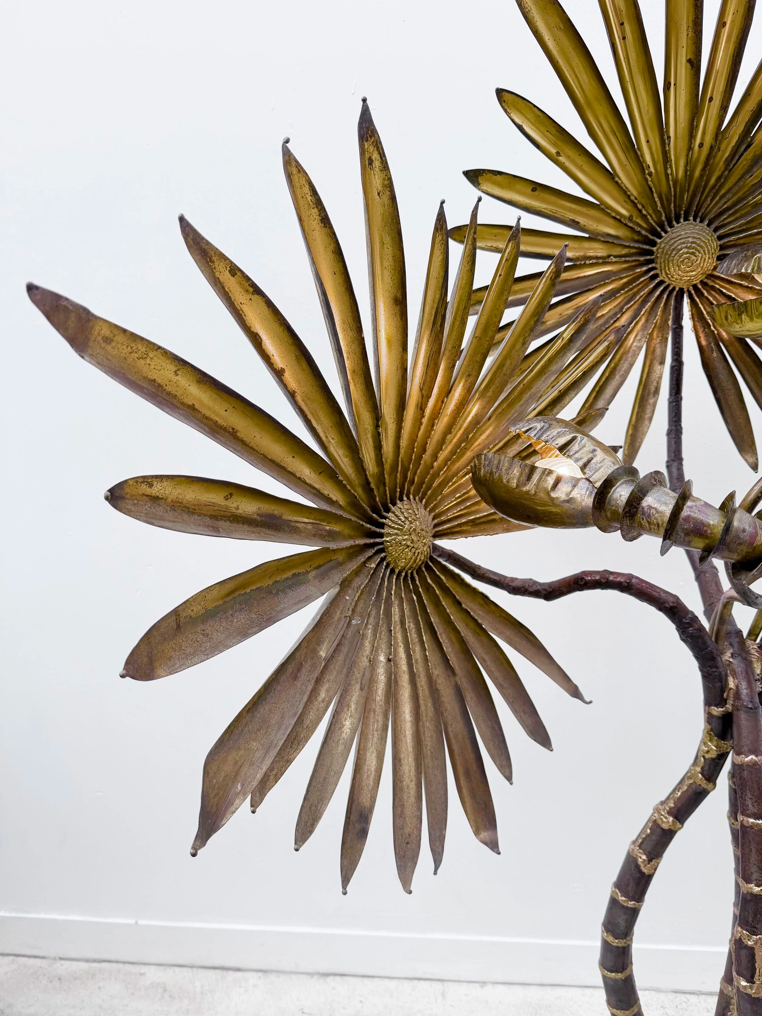 Palm tree floor lamp in brass, Italy 1970