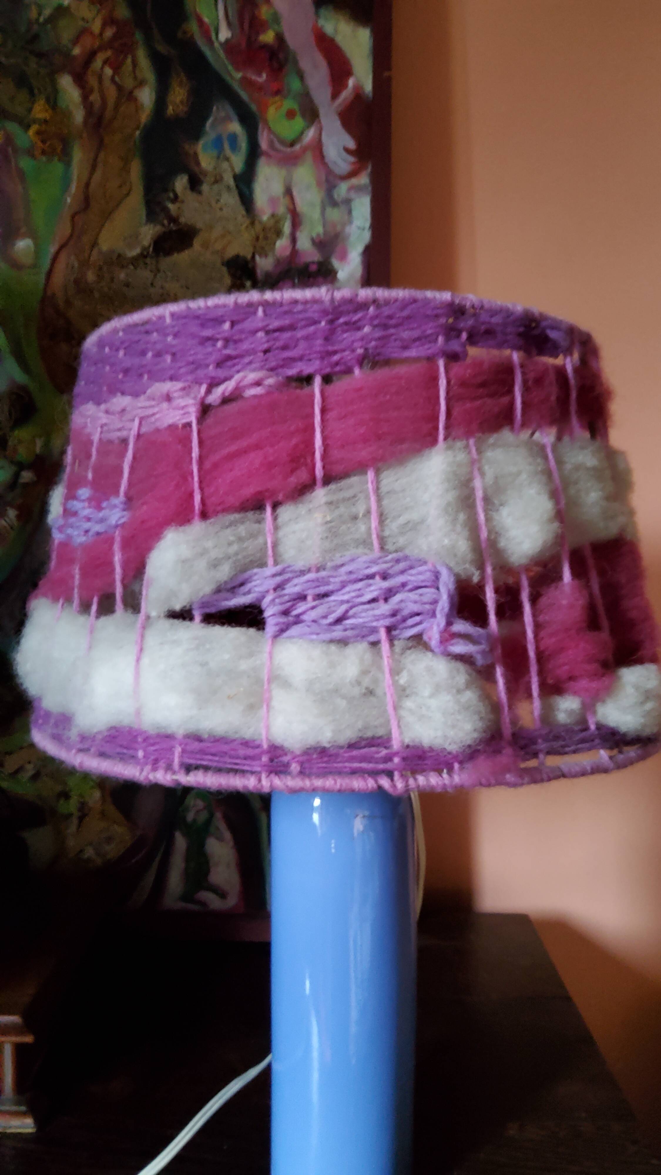 Digoin sandstone lamp from the 70s wool lampshade