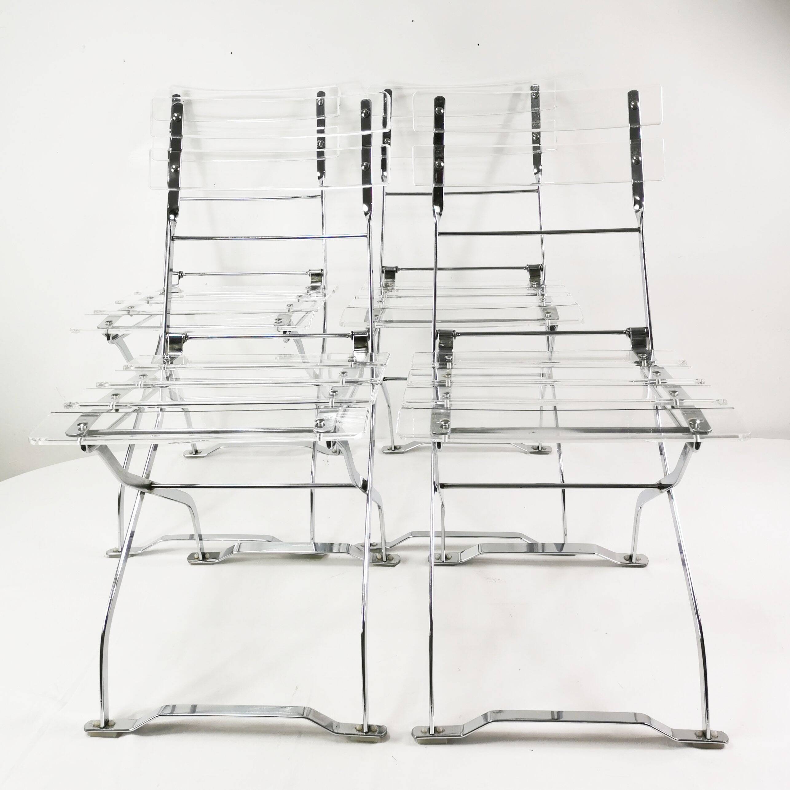 Set of designer folding chairs, Maison & Jardin Paris, 1970s