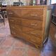Vintage oak chest of drawers with herringbone patterns from the 1960s.