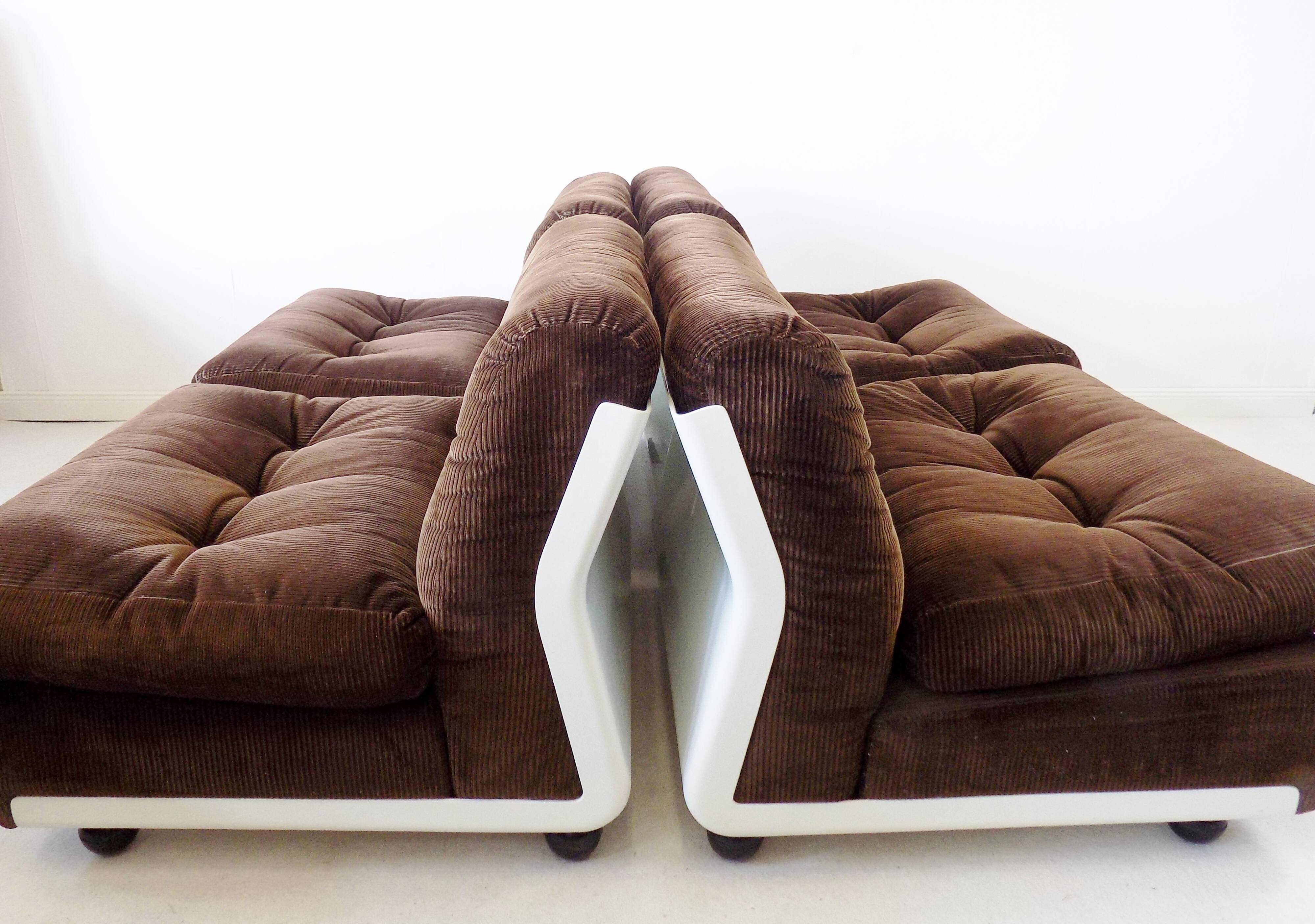 Set of 4 brown Amanta lounge chairs by Mario Bellini for C&B Italia