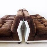 Set of 4 brown Amanta lounge chairs by Mario Bellini for C&B Italia