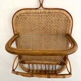 Mid-century bamboo and glass shelf with magazine stand, circa 1960, italy