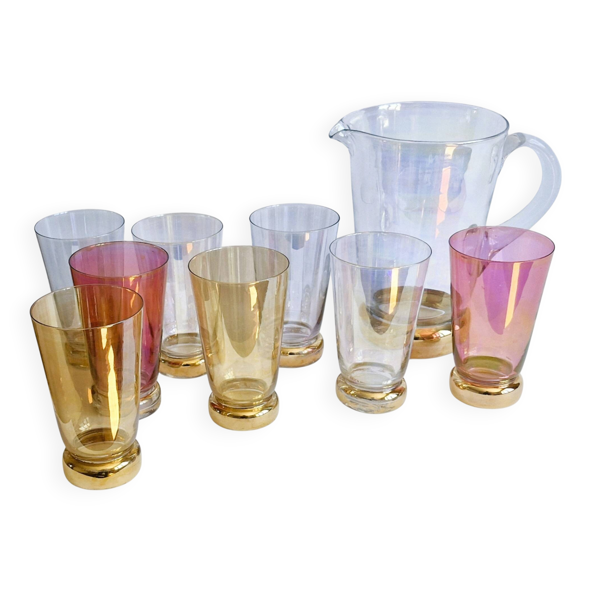 Orangeade set in colored glass