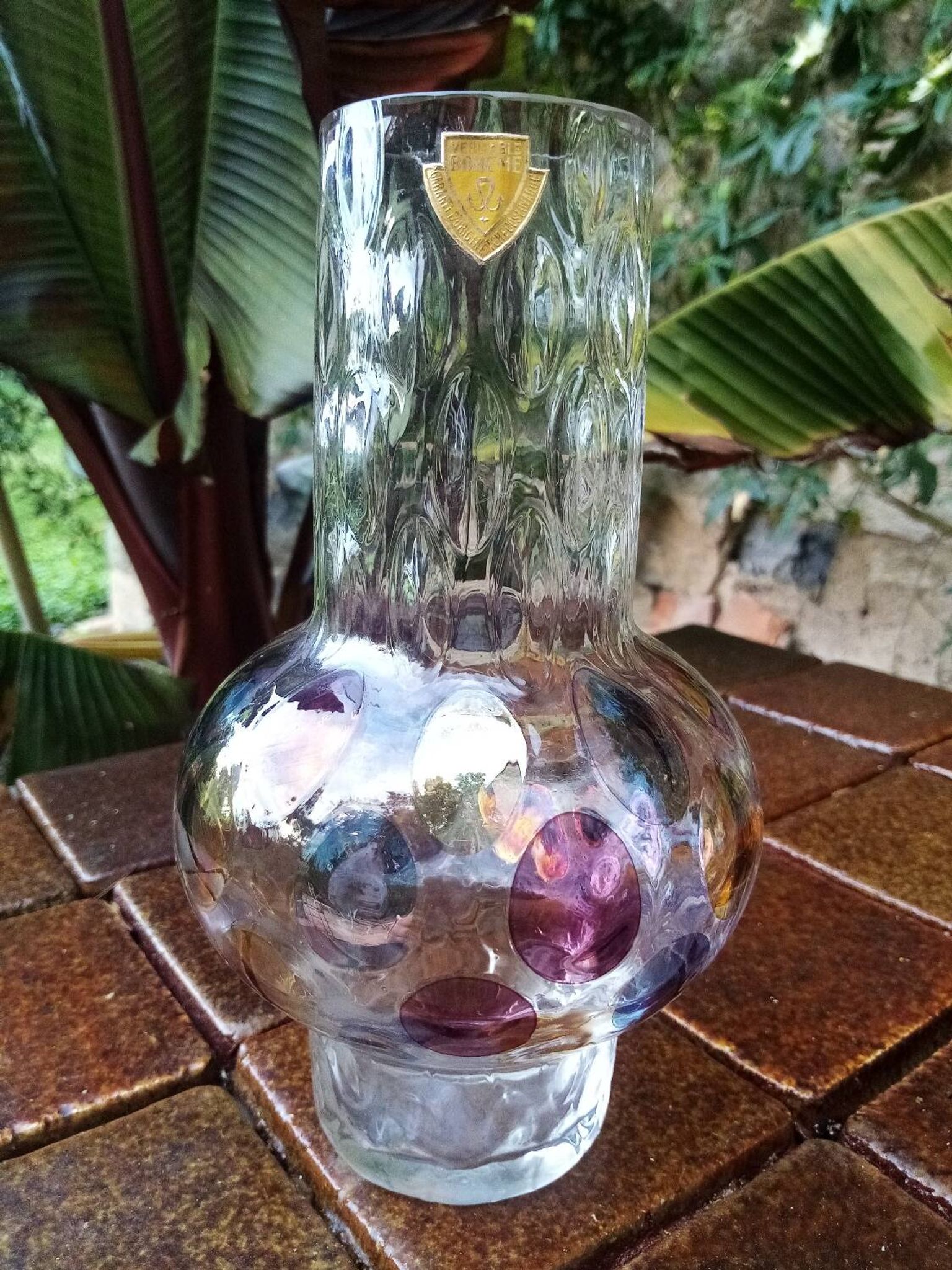 Bohemian crystal vase Czechoslovakia