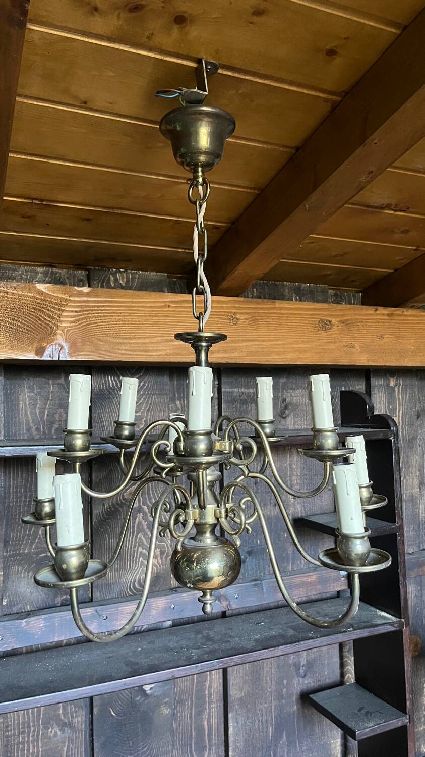 Dutch style brass chandelier 10 candles