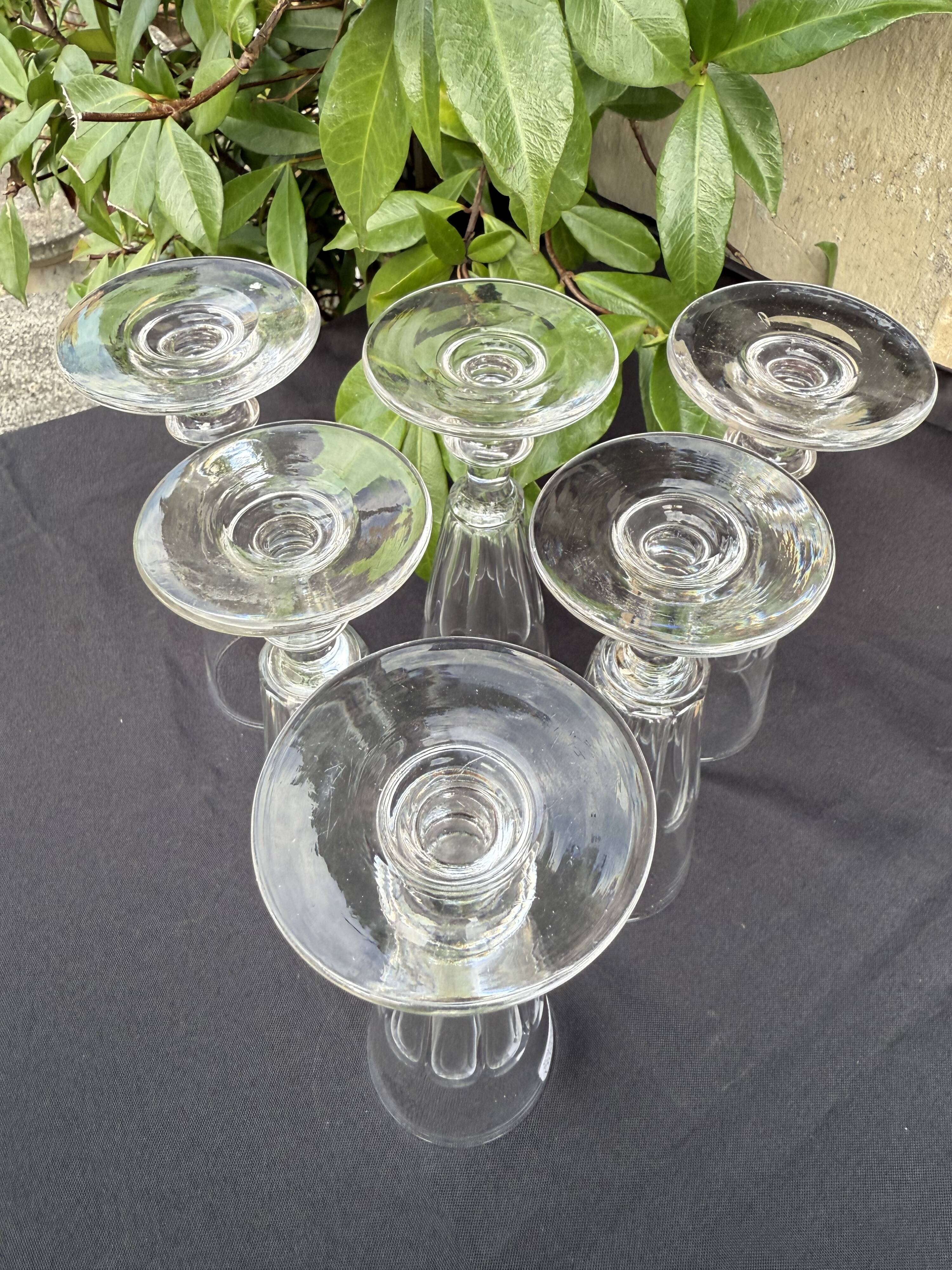 6 Champagne Flutes – 19th Century Cut Crystal – Baccarat/St.Louis