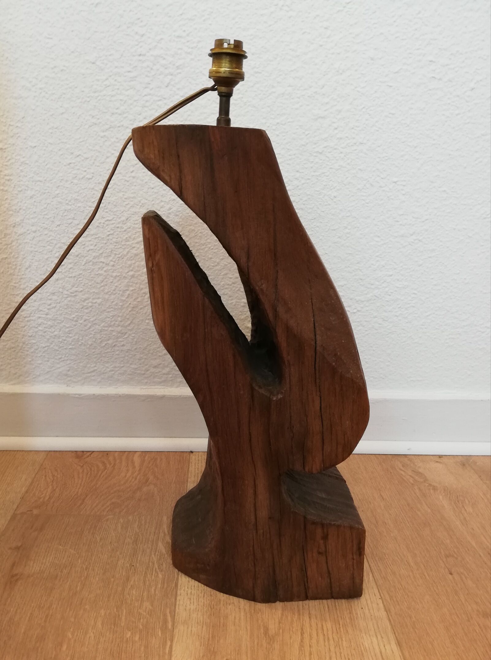 Solid wood floor lamp carved 50s