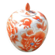 Antique Large Ginger Jar with Orange Floral Decor