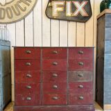 Meuble de métier d'atelier patine rouge