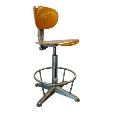 Chaise d'atelier/de bureau/d'usine industrielle vintage