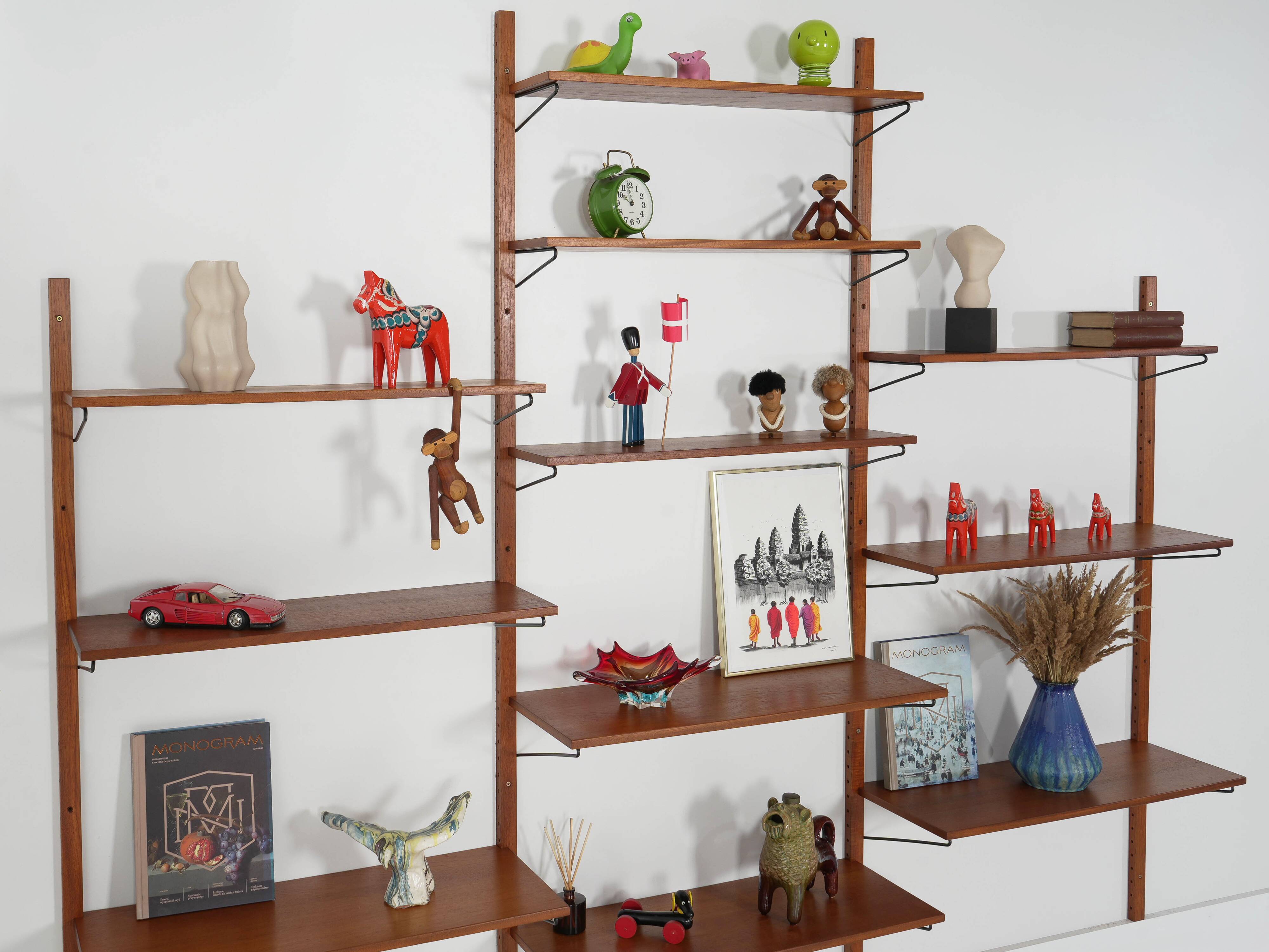 Modular shelving from the 1960s — Danish teak veneer wall system