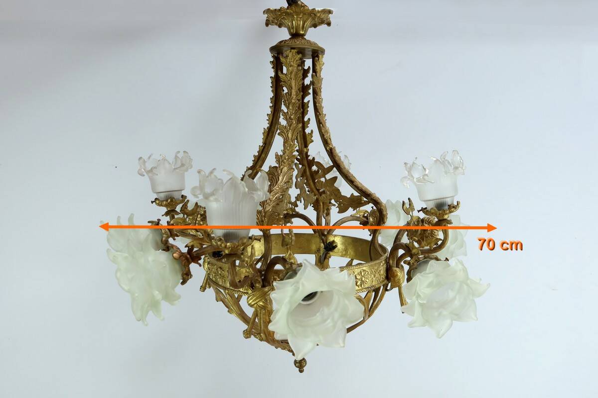 12-Light Chandelier in Gilded Bronze, Napoleon III Style – Late 19th Century