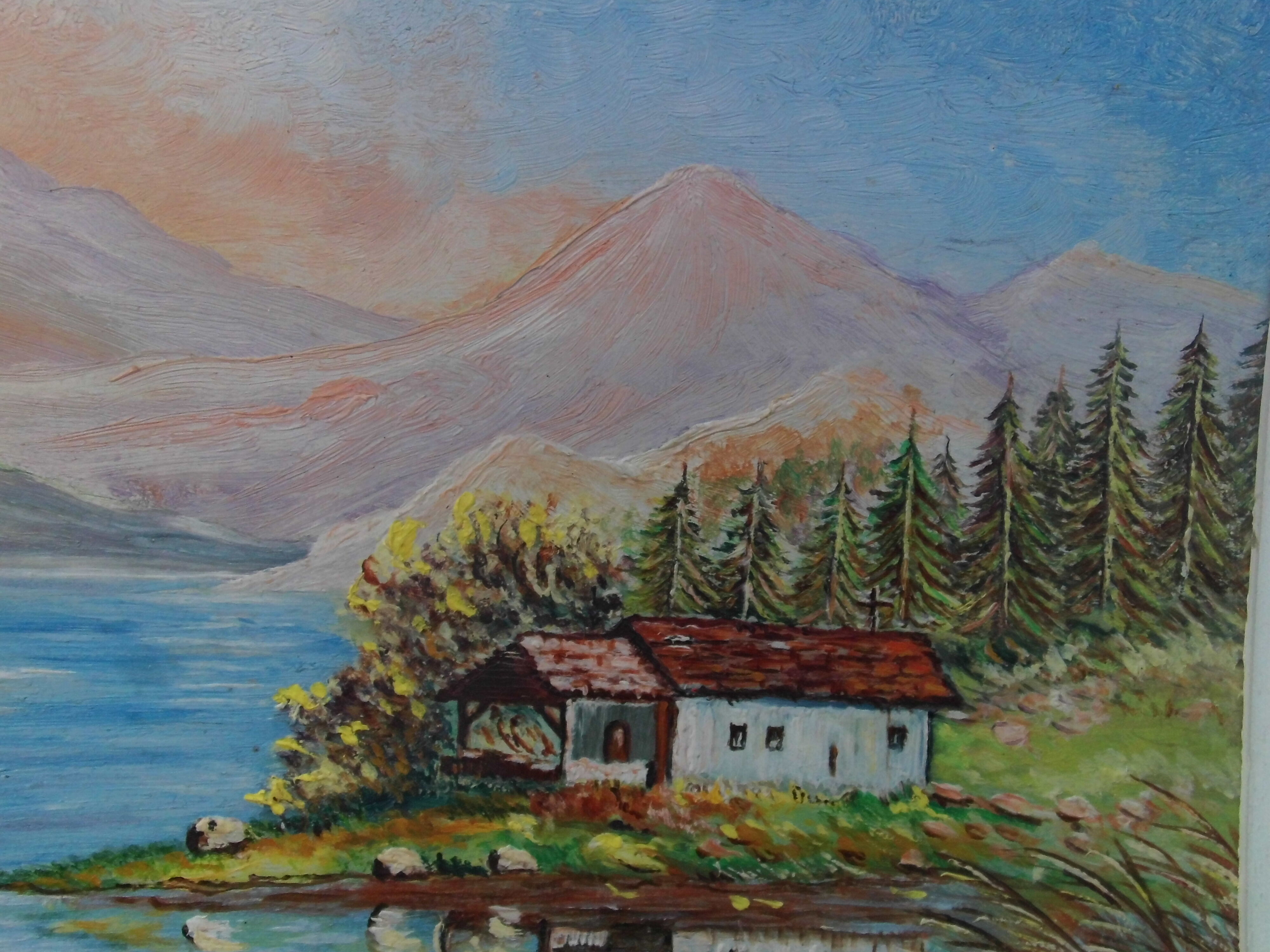 Huile sur panneau Roger Faure paysage de montagne