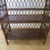 Bookcase - Bibus - 3 levels - woven rattan - bamboo - Vintage - 70s