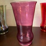 1960s iridescent multi-colored orangeade glasses fruit juice serving set