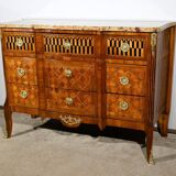 Rosewood and Mahogany chest of drawers, Louis XV / Louis XVI Transition style – Late 19th century