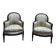 Paire de fauteuils - bergères de style Louis XVI