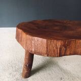 Handcrafted Teak Tree Trunk Tripod Coffee Table, 1960s