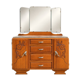 Art Deco hairdresser from the 1930s – Oak, marble, triptych mirror