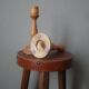 Pair of turned wooden candlesticks, handcrafted, Scandinavian country decoration