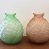 Pair of Art Deco glass ball vases