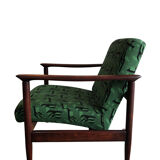 Mid century armchairs in green jacquard, by edmund homa, 1960s, set of two