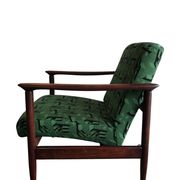 Mid century armchairs in green jacquard, by edmund homa, 1960s, set of two