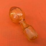 1900s Liqueur Decanter Blown and Enameled Amber Glass