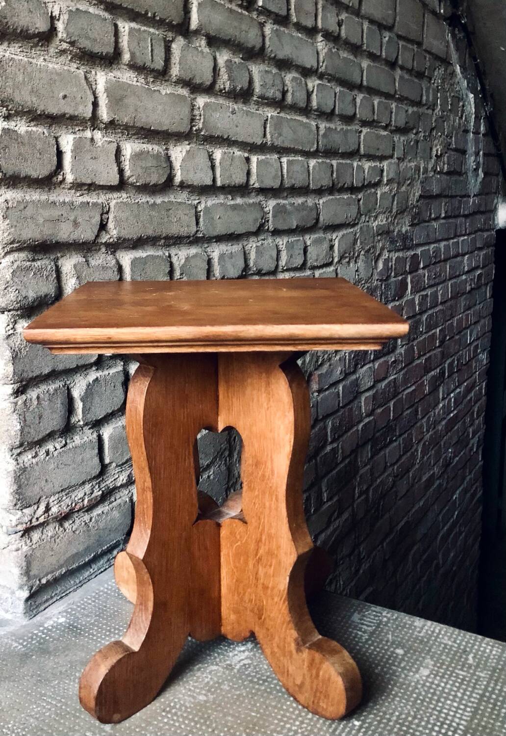 Brutalist oak side table