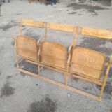 Bench cinema or theatre chairs in iron and solid wood - circa 1930