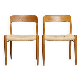 Niels Otto Møller Oak Dining Chair #75 J.L.Møller I Set of Two