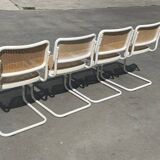 Set of 4 Cesca b32 model chairs in white by Marcel Breuer