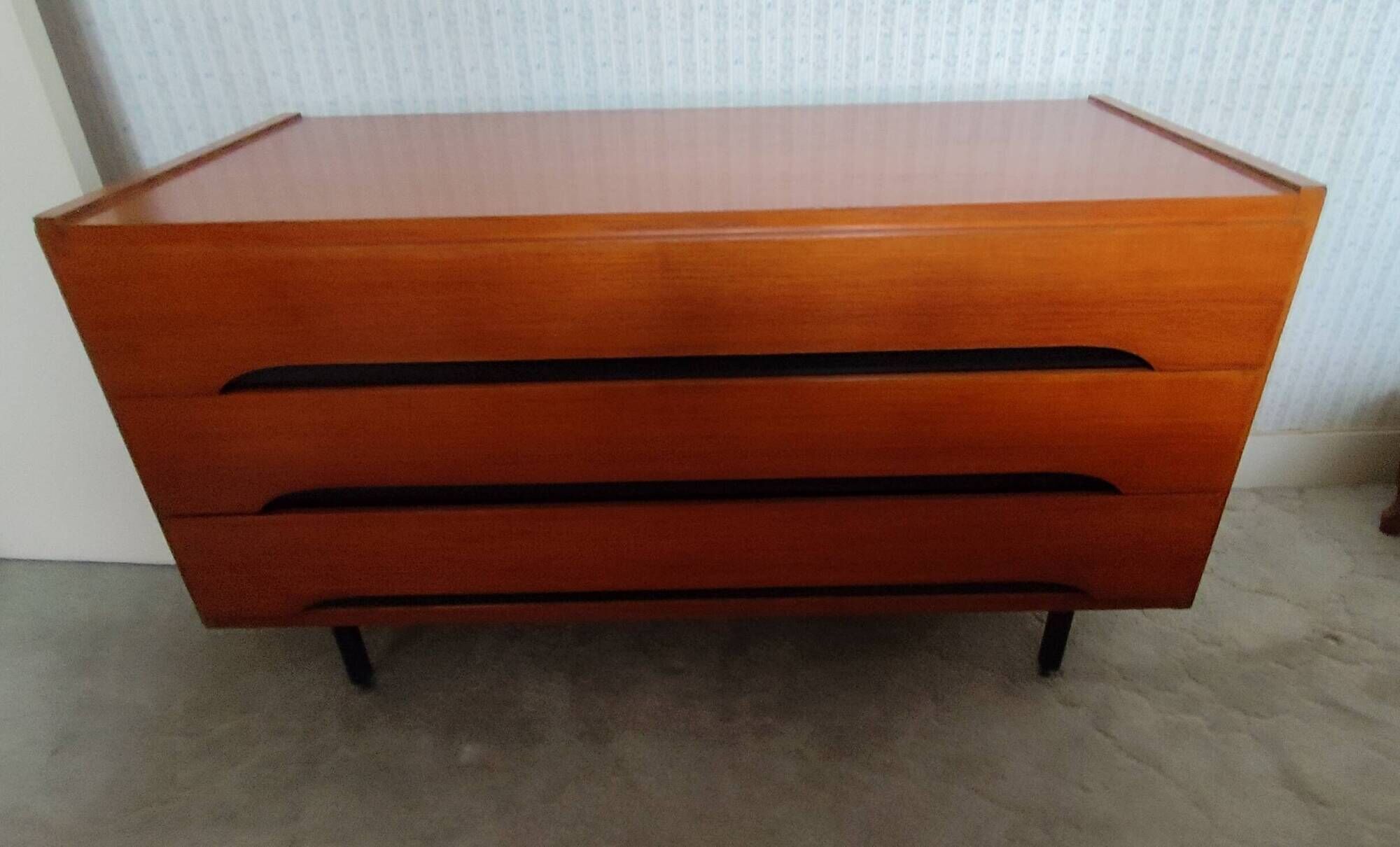 1960s Scandinavian teak commode by the French manufacturer MUPLES.