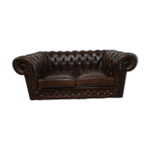 Canapé chesterfield cuir marron deux places