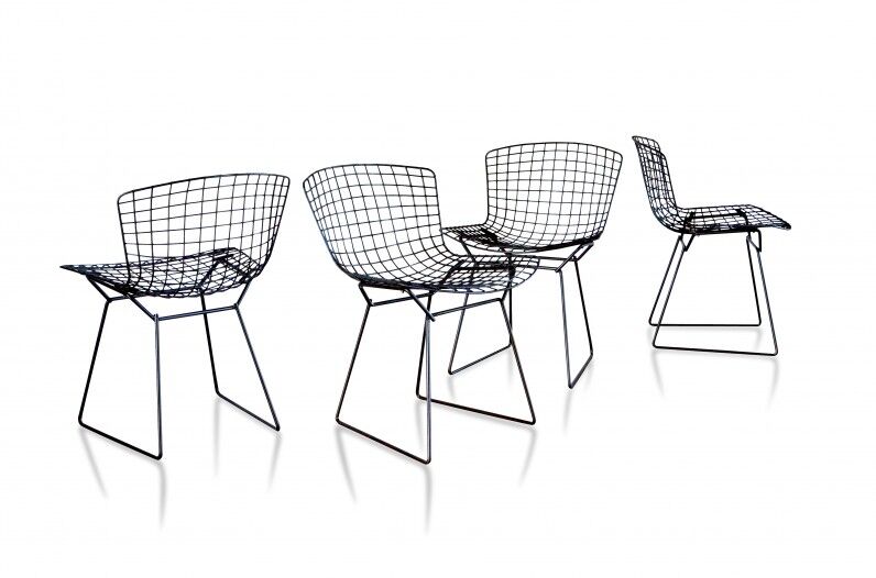 Set of 4 chairs "Wire" by Harry Bertoia, edition Knoll 1st edition