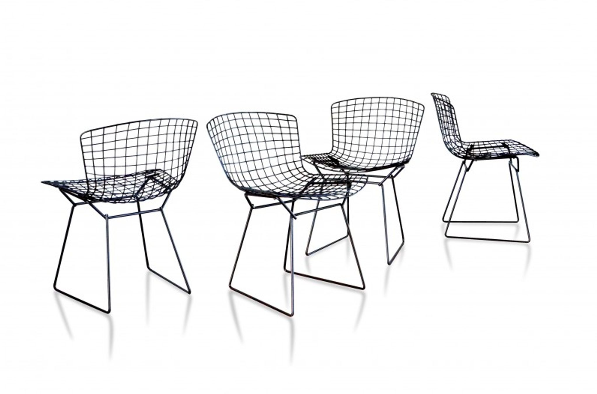Set of 4 chairs "Wire" by Harry Bertoia, edition Knoll 1st edition