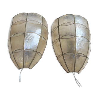 Pair of wall lamps. Natural mica mineral.