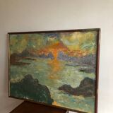 Oil painting on canvas sunset