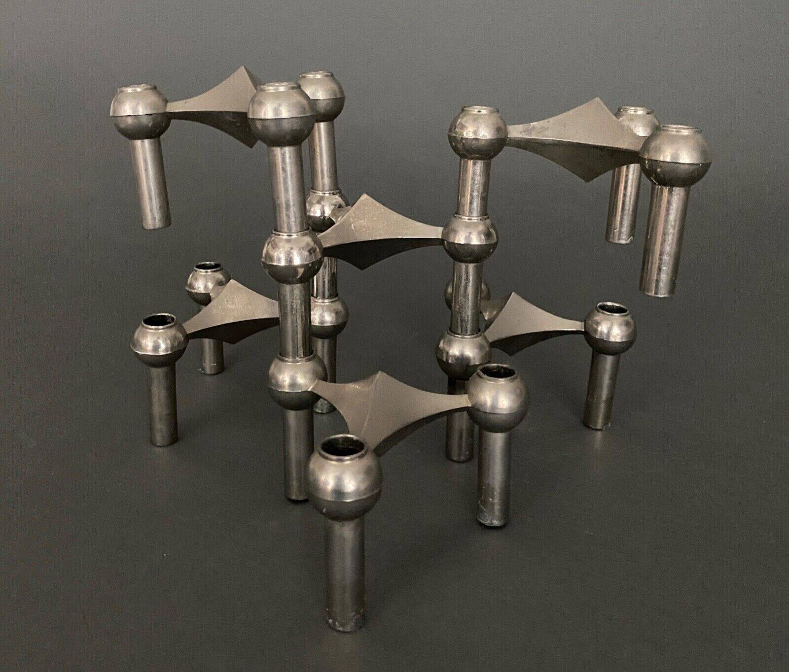6 stackable metal candle holders by Nagel Konzept Fritz 1970