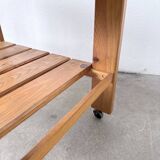 1980 pine wheeled console table