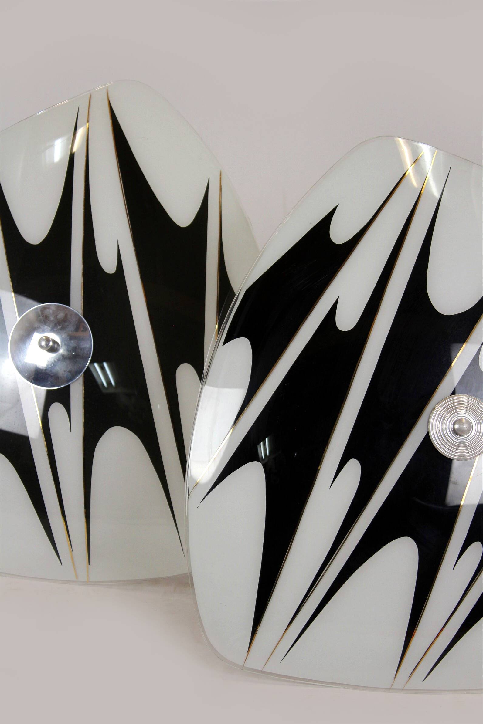 Large Vintage Czechoslovakian Opaline Glass Pendant Lights, 1970s, Set of 2